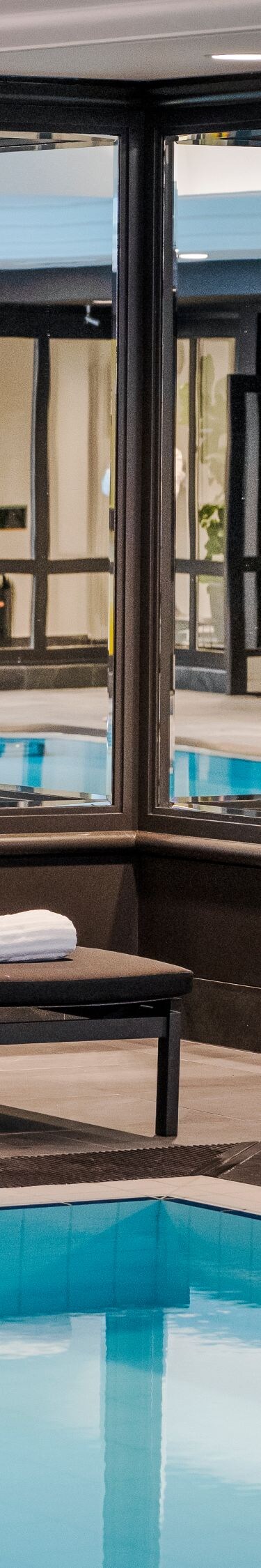 Close-up of the interior pool with lounges