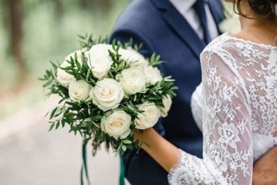 wedding bouquet and bride