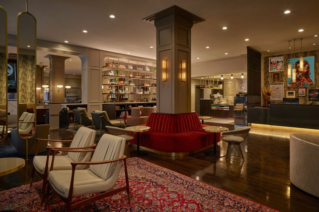 Modern lobby with hotel bar in Dallas