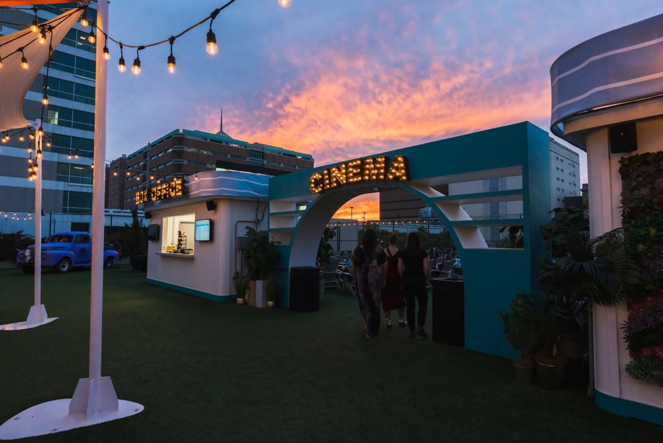 rooftop cinema club during sunset hours