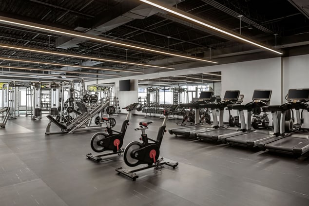 large fitness center with cardio equipment
