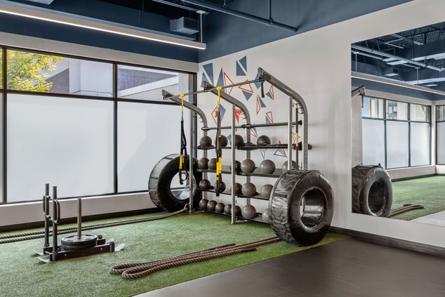 gym with functional fitness area