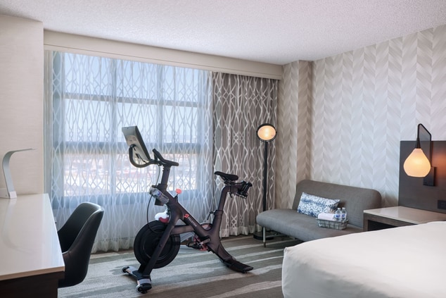King guest room with Peloton bike