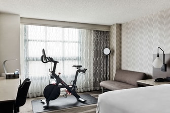 Guest room with Peloton Bike