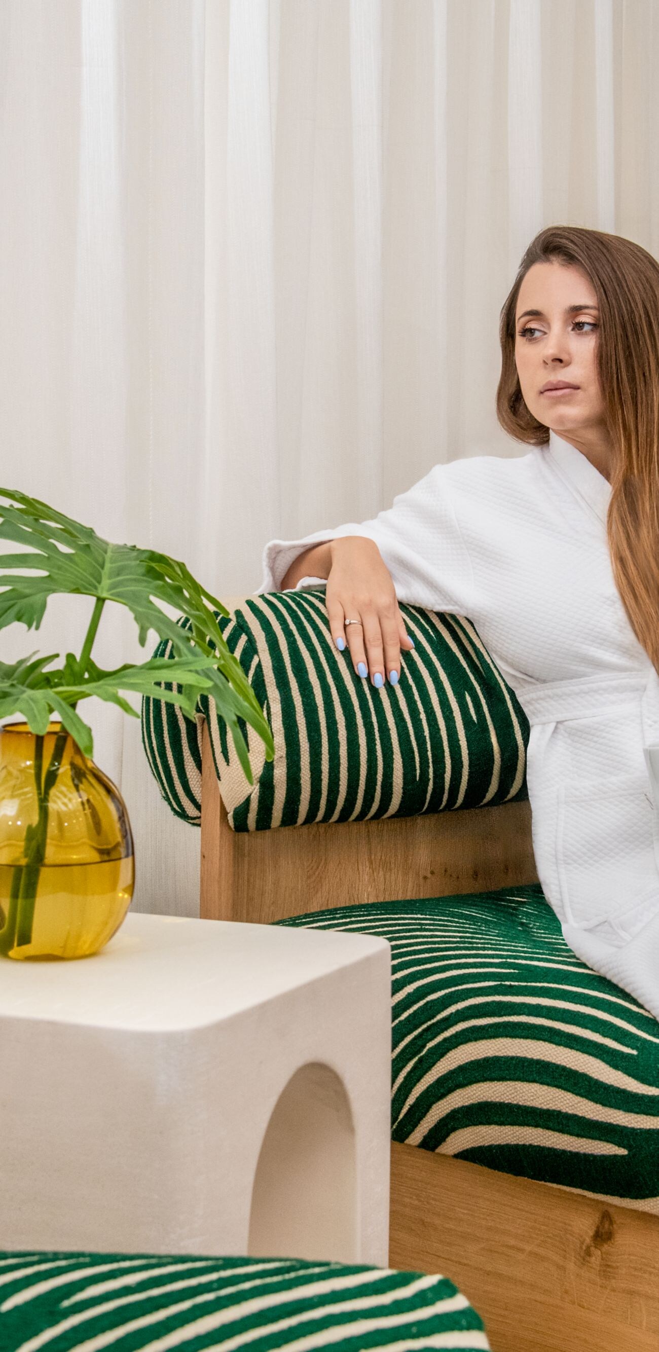 woman relaxing in spa lounge