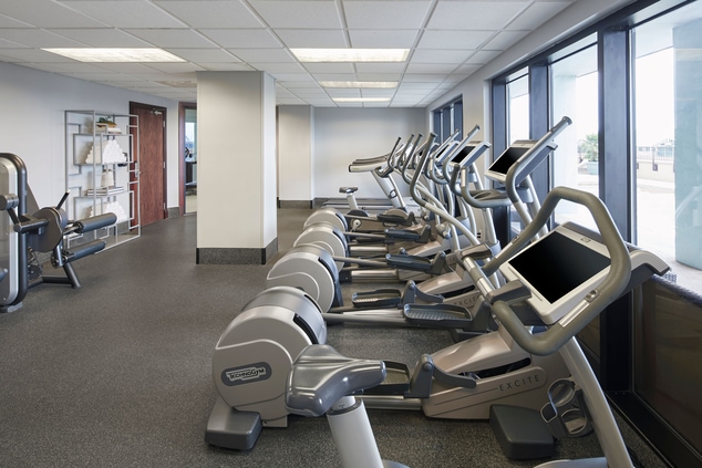 Fitness area with elliptical machines.