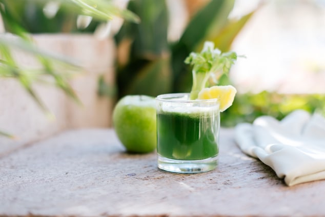 Glass of green juice 