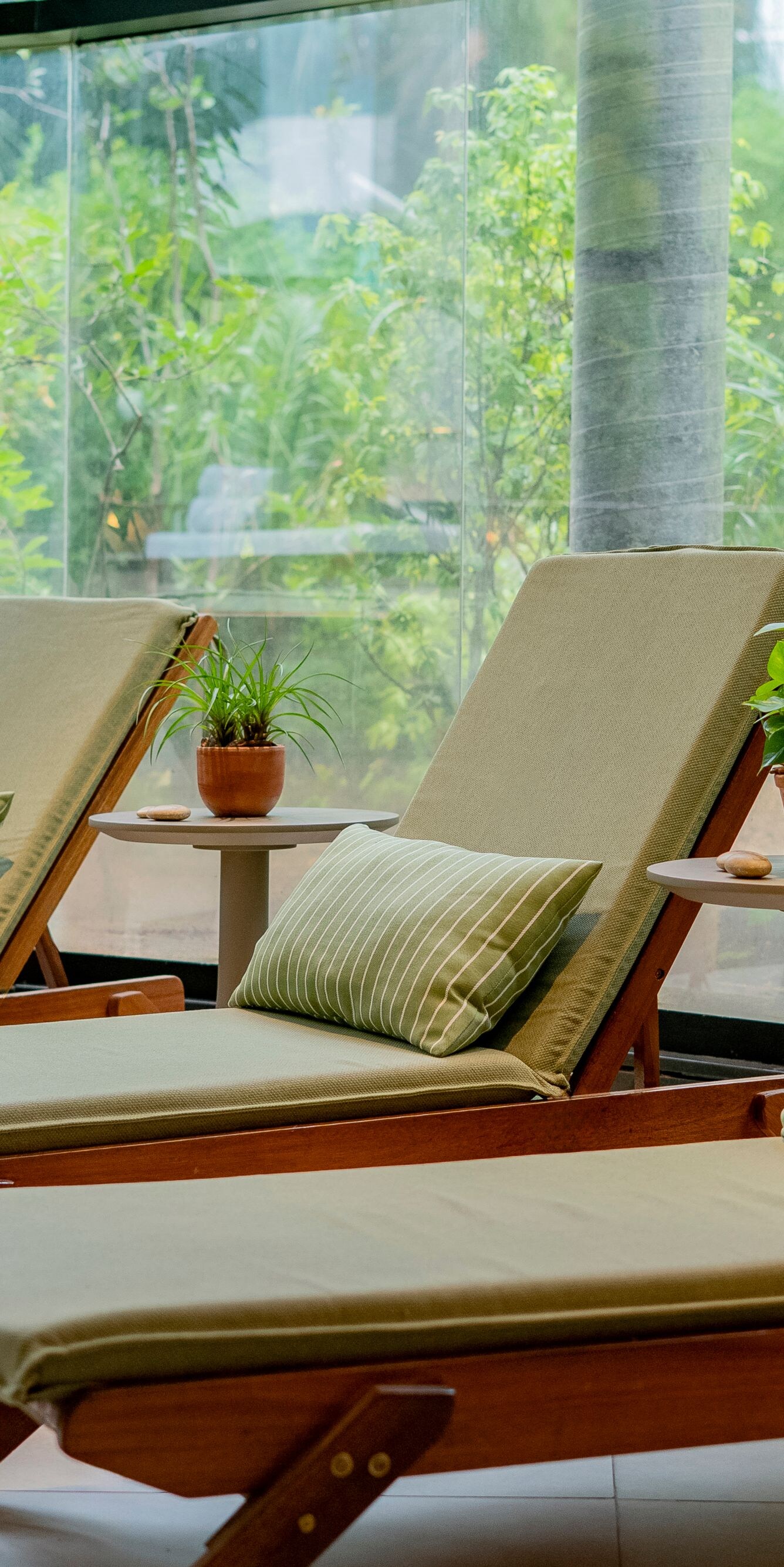 Spa, vista para o jardim, espreguiçadeiras, móveis