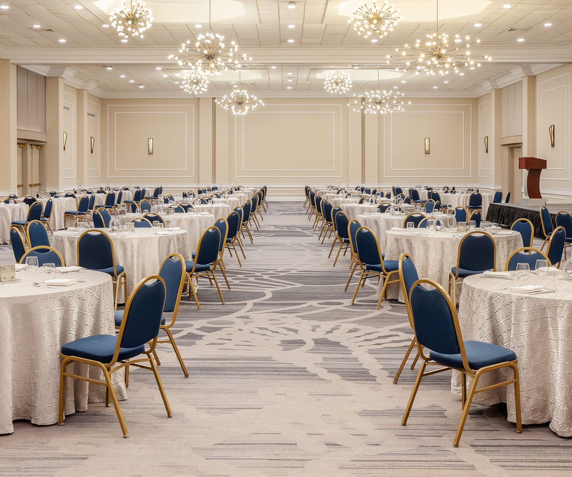 Ballroom setup w/ round tables