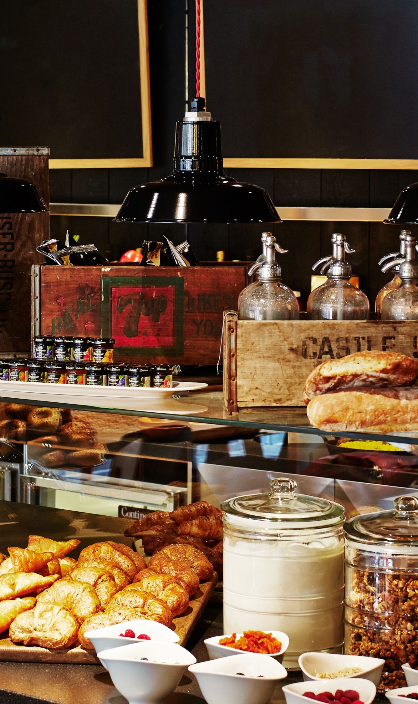 canteenM buffet with pastries & fruit display.