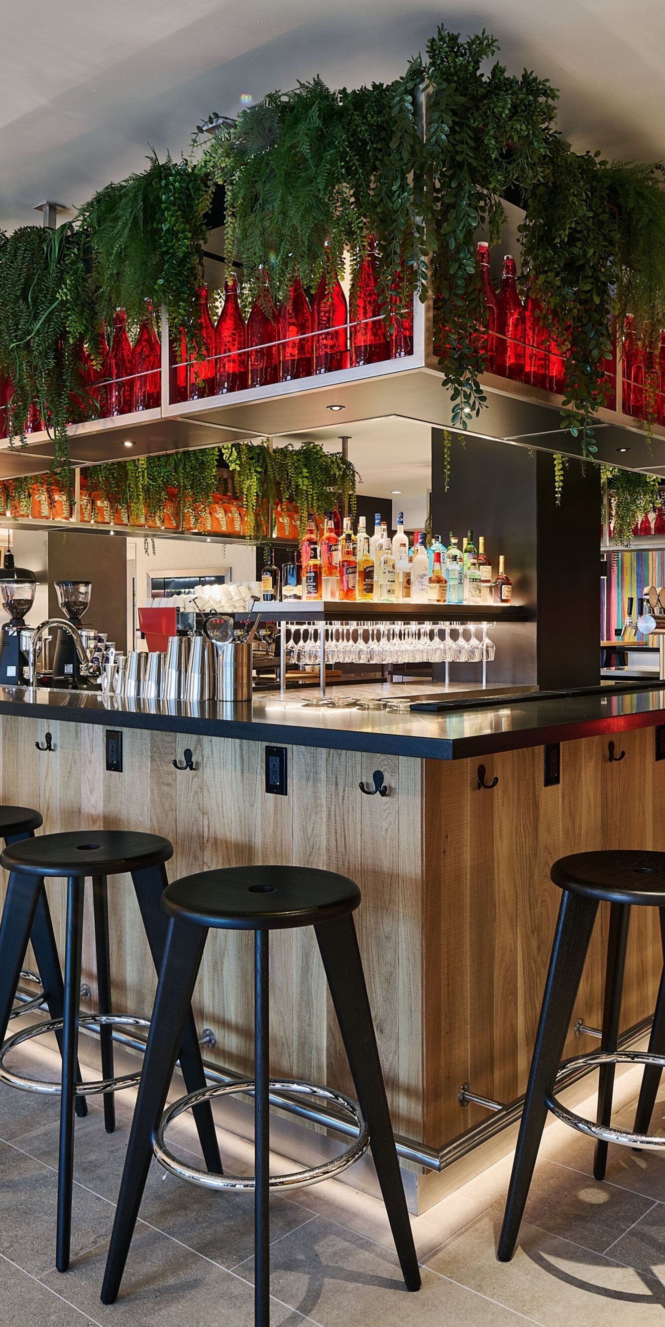 Bar with stools for seating