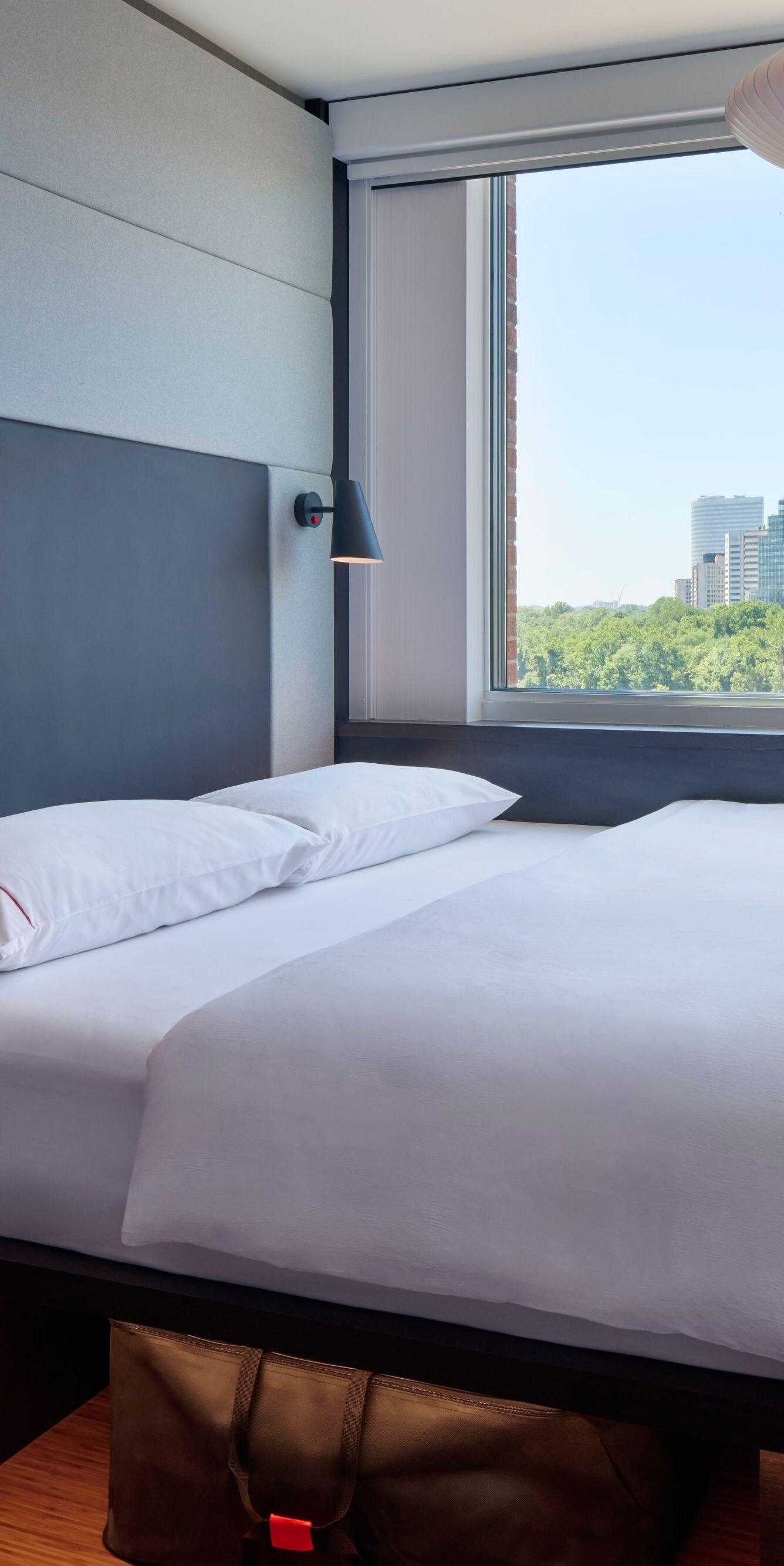 Guest room with a king-sized bed and desk
