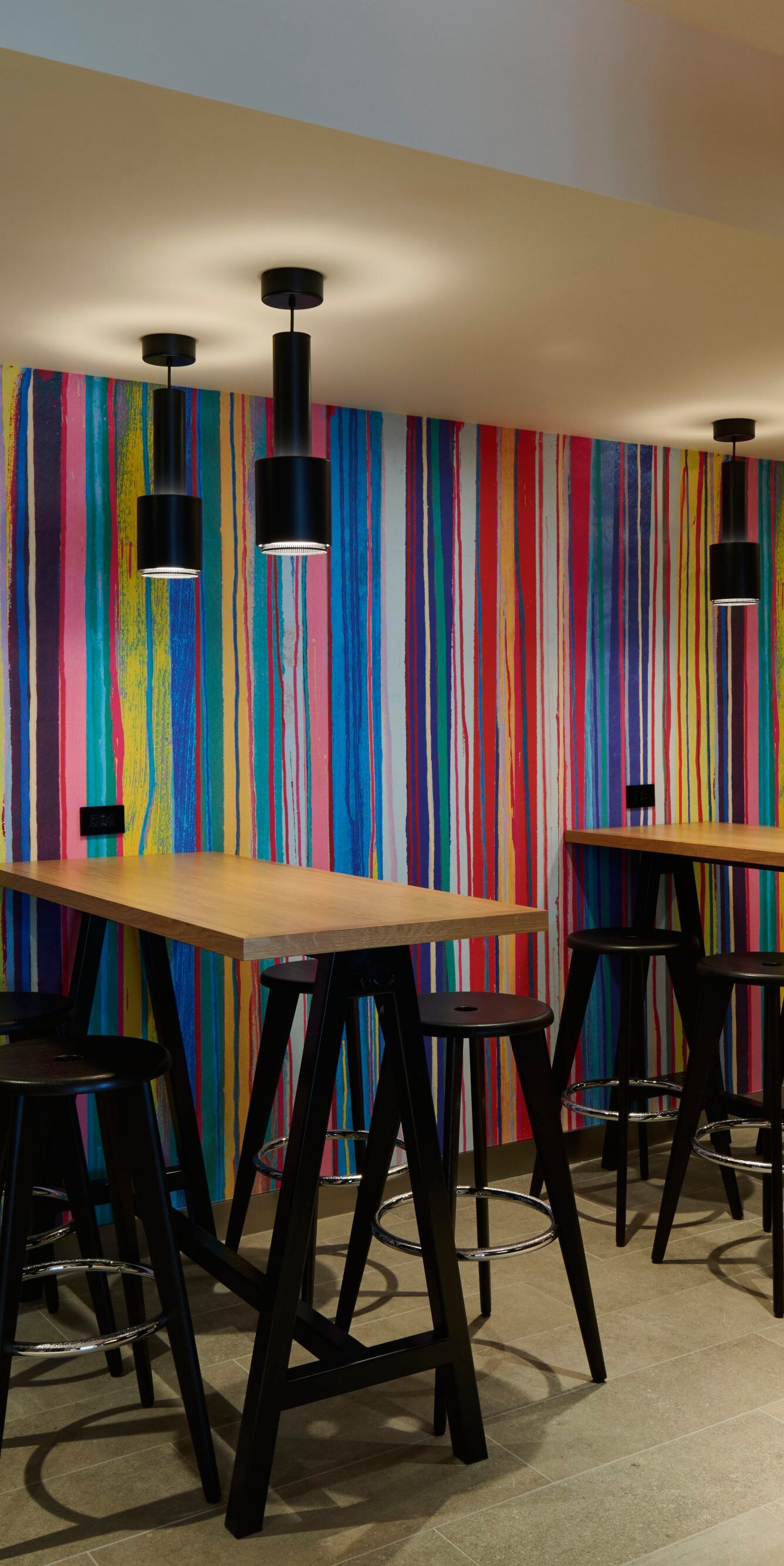 Dining room mural with seating