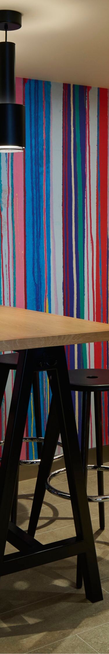Dining room mural with seating