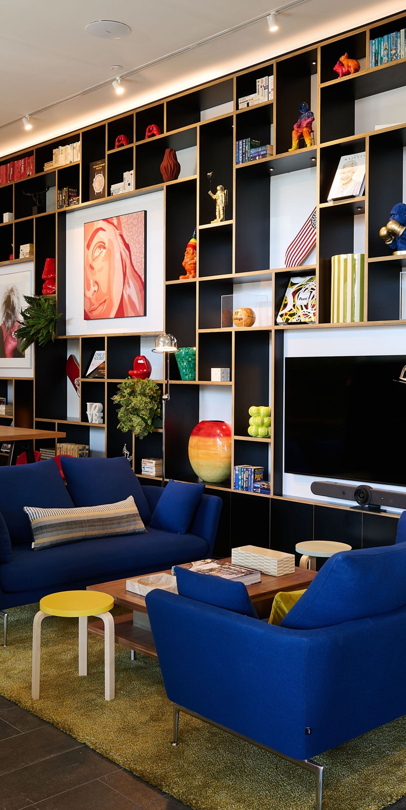 Hotel living room lounge space and artwork