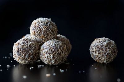 Coconut-covered balls of chocolate