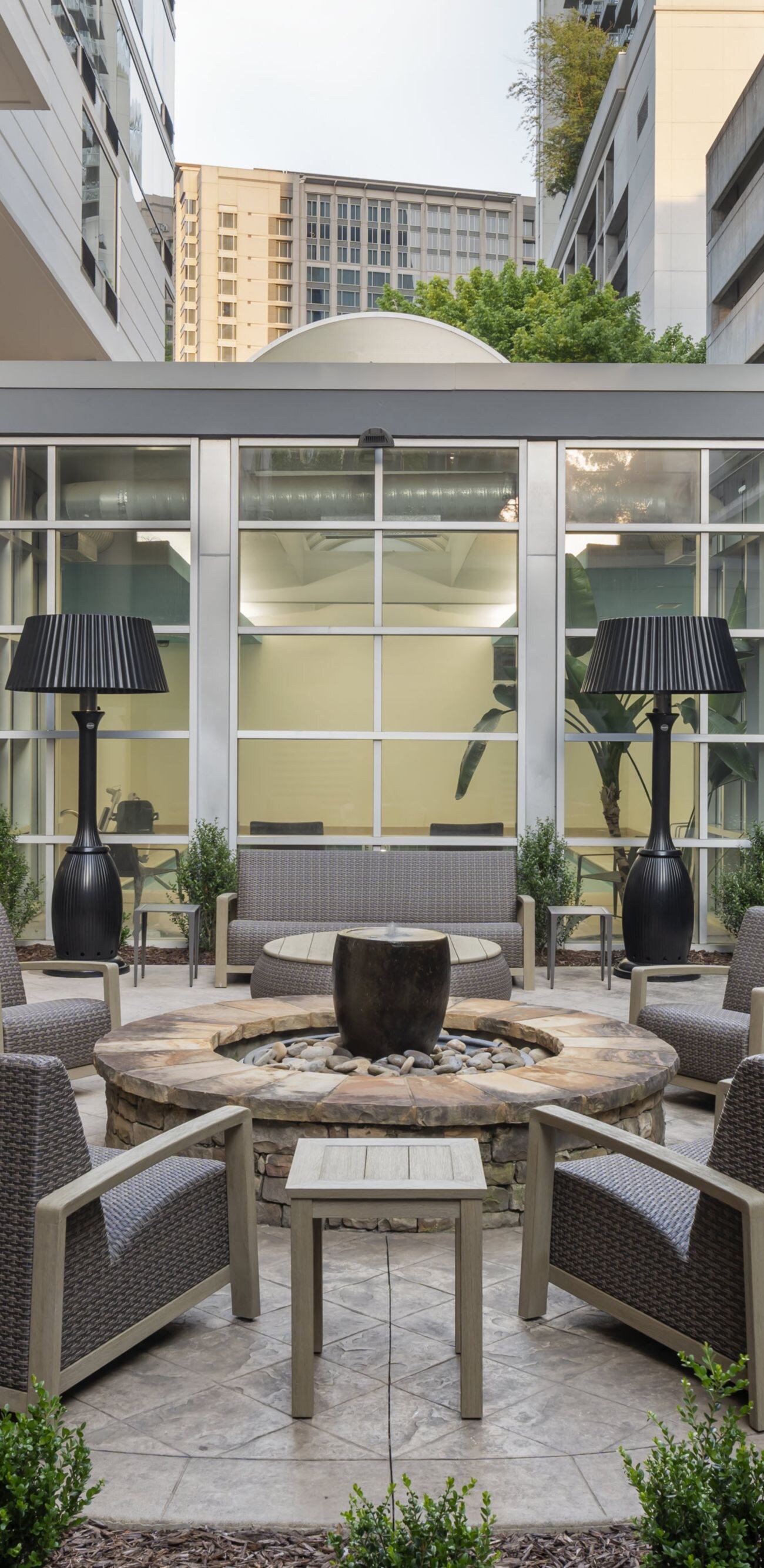 photo of outdoor seating with firepit