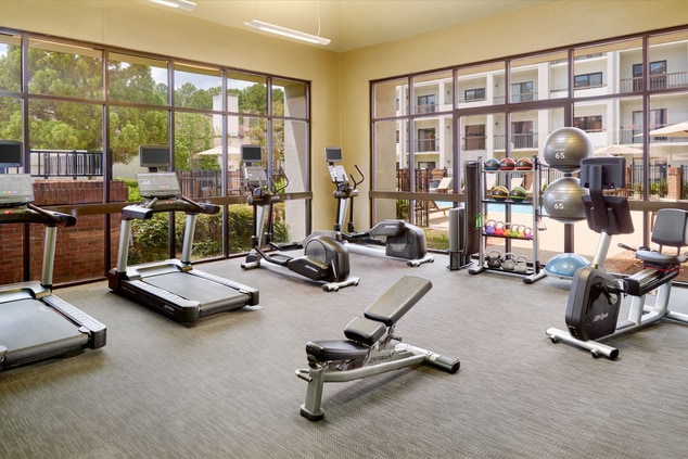 Fitness center with free weight and machines