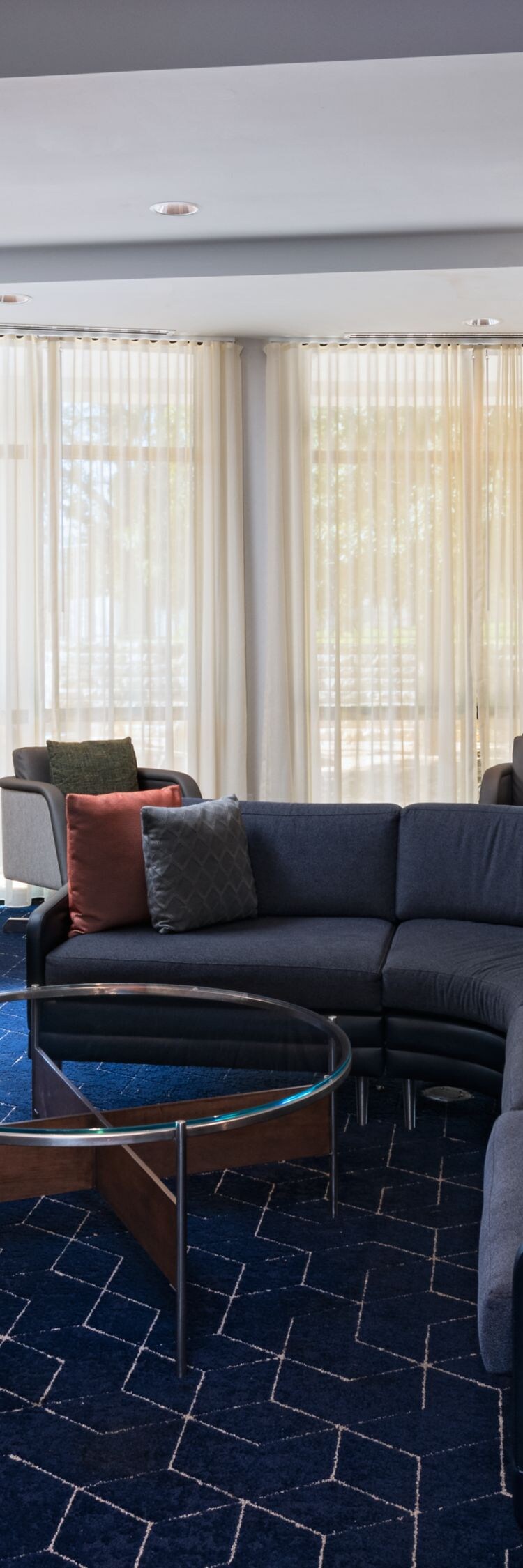 Lobby seating with TV