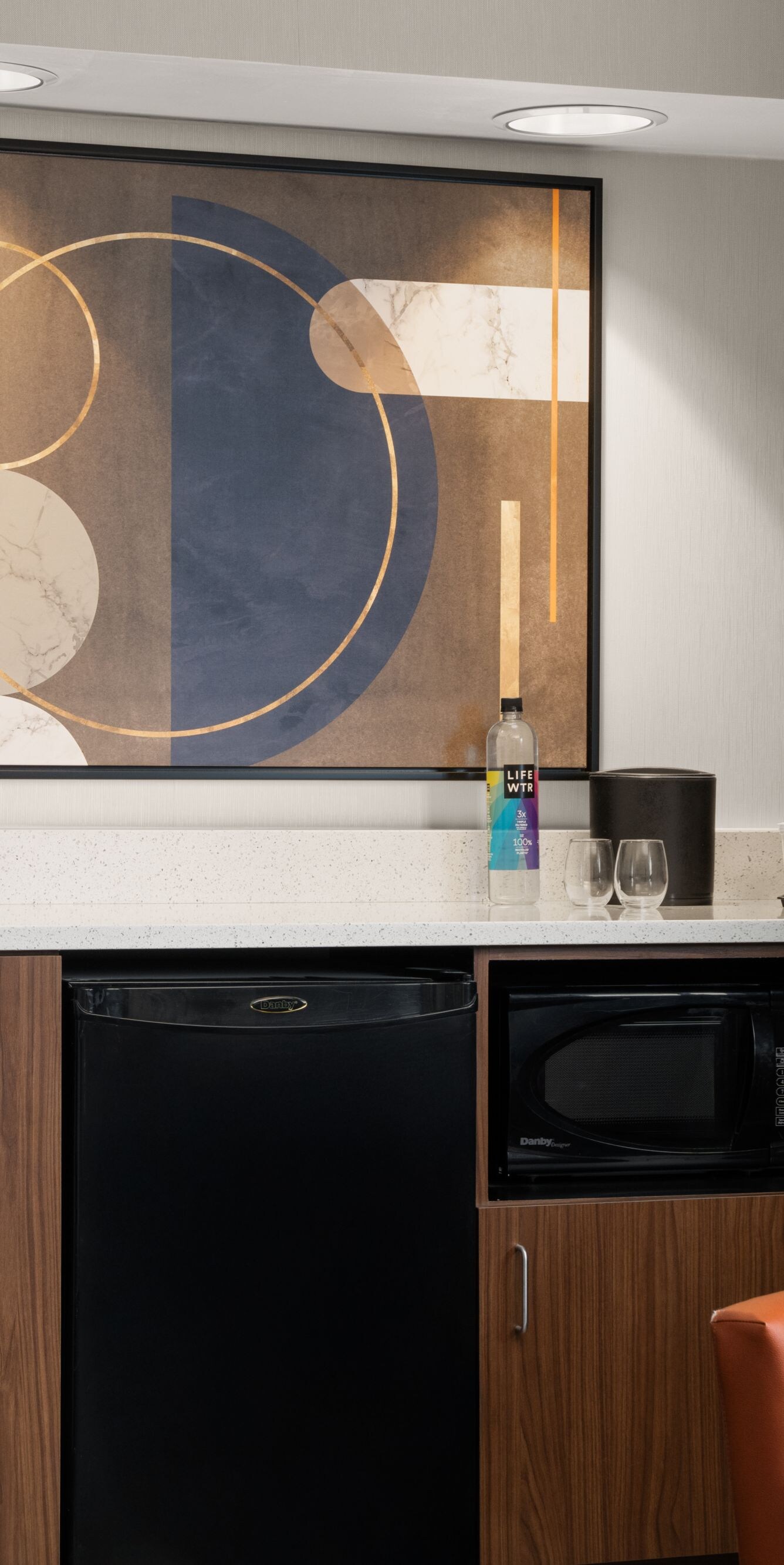 Guest room kitchenette with coffee maker