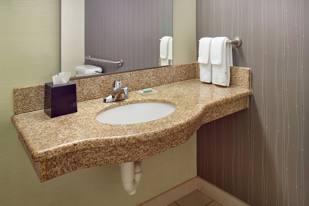 Bathroom vanity with space for toiletries