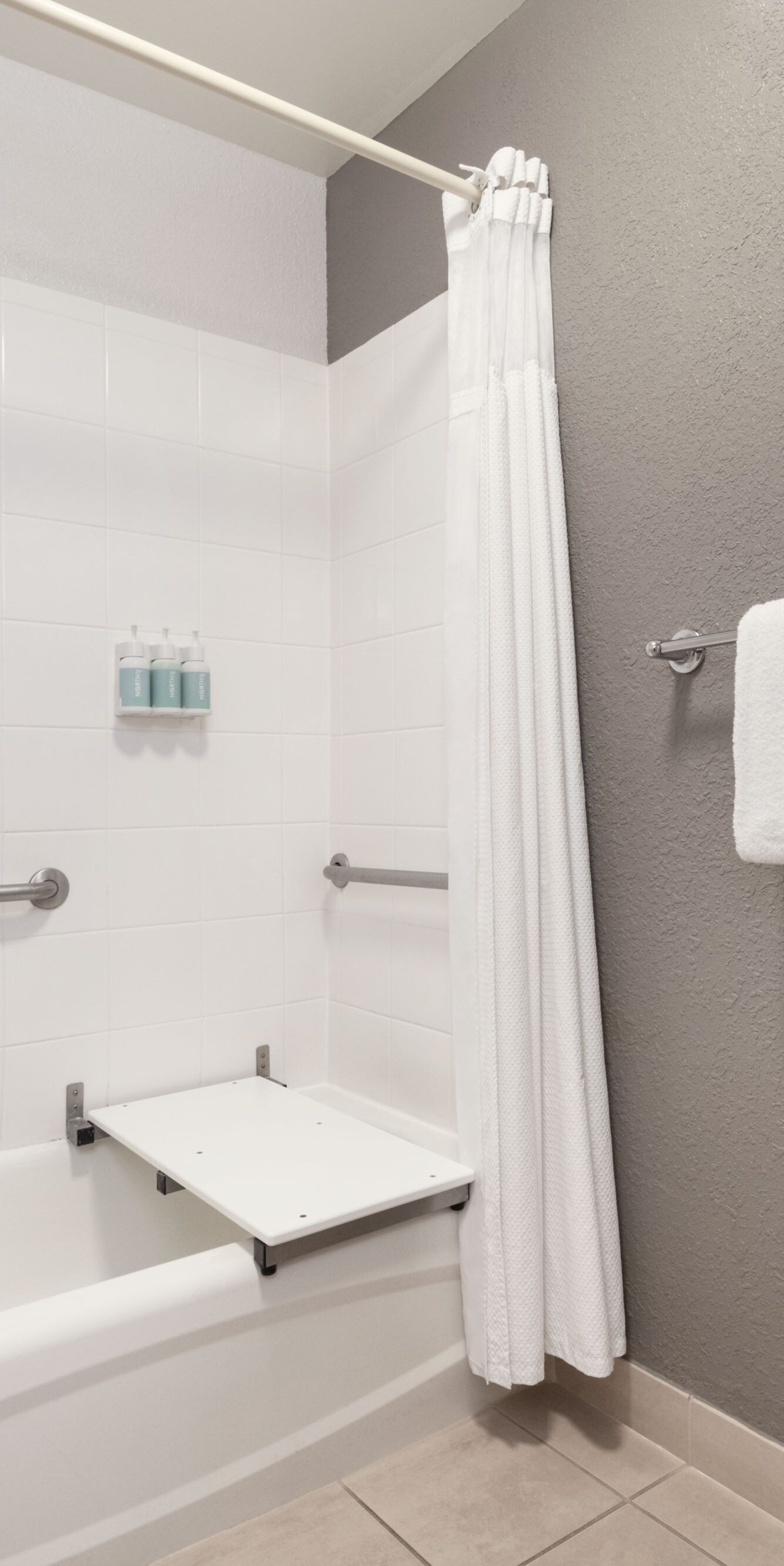 accessible tub with grab bars bathroom