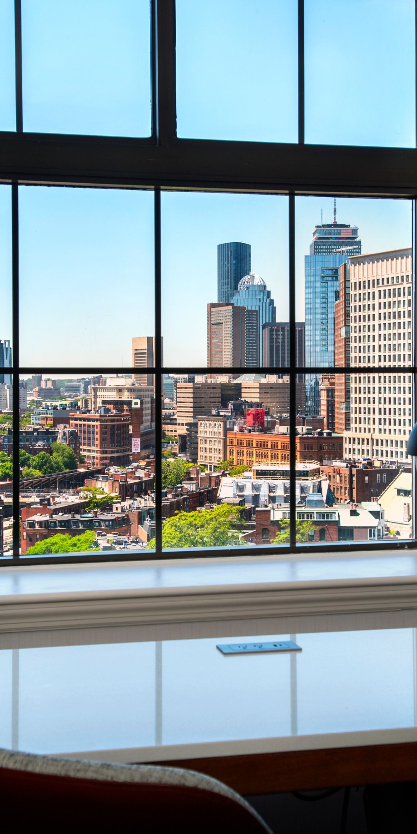 Guest room Desk with Boston skyline view
