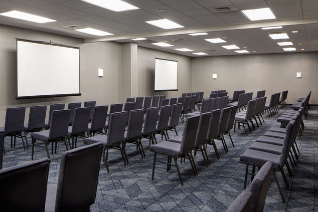 Meeting room setup in theatre style seating