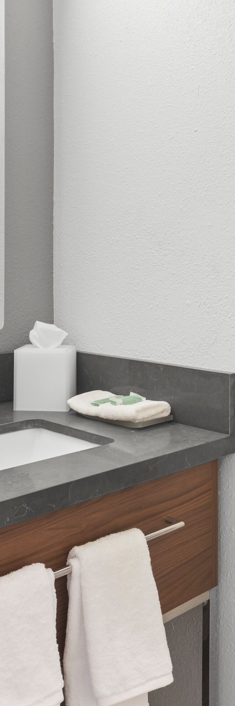 vanity with sink, mirror, and toilet