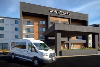 Hotel entrance with shuttle