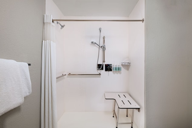 A photo of an ADA compliant shower