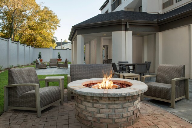 Patio with seating and fire pit