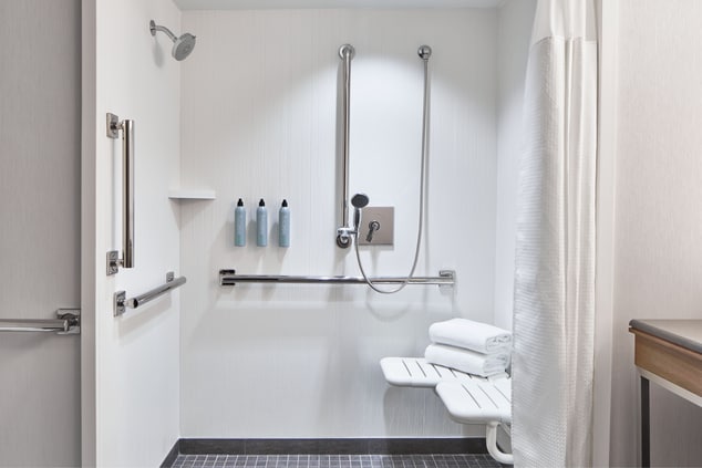 roll-in shower, accessible bathroom, shower