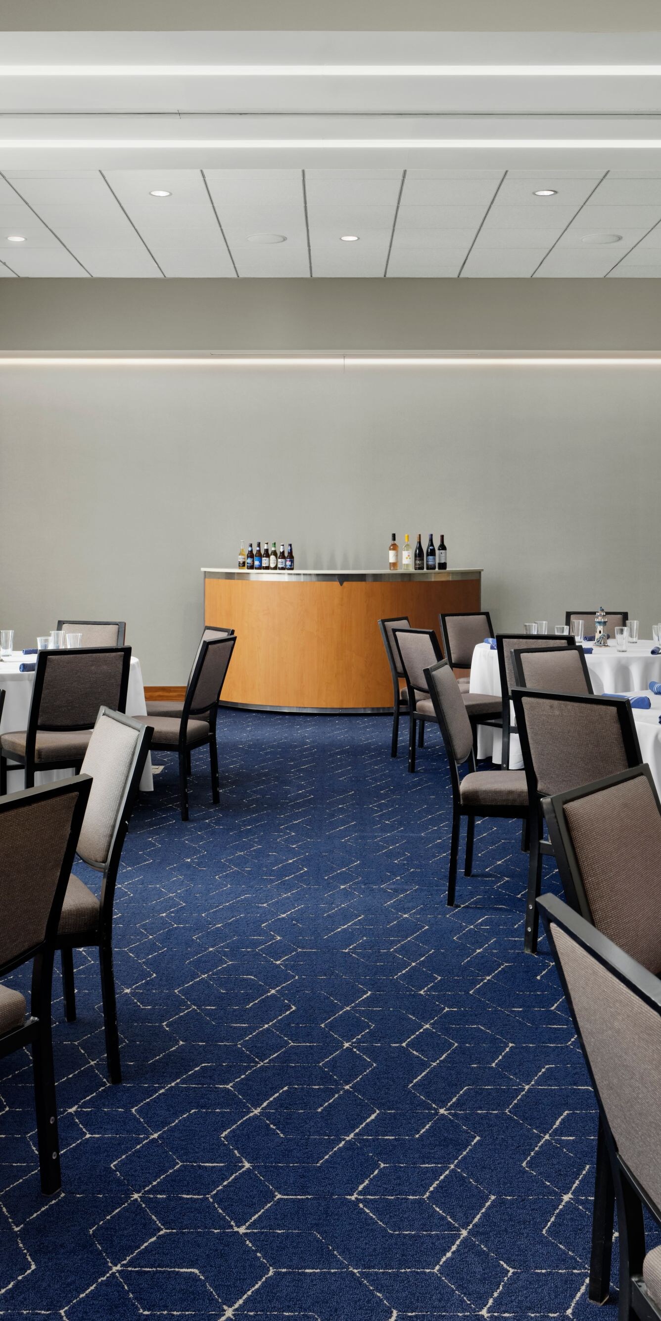 Banquet room with round tables