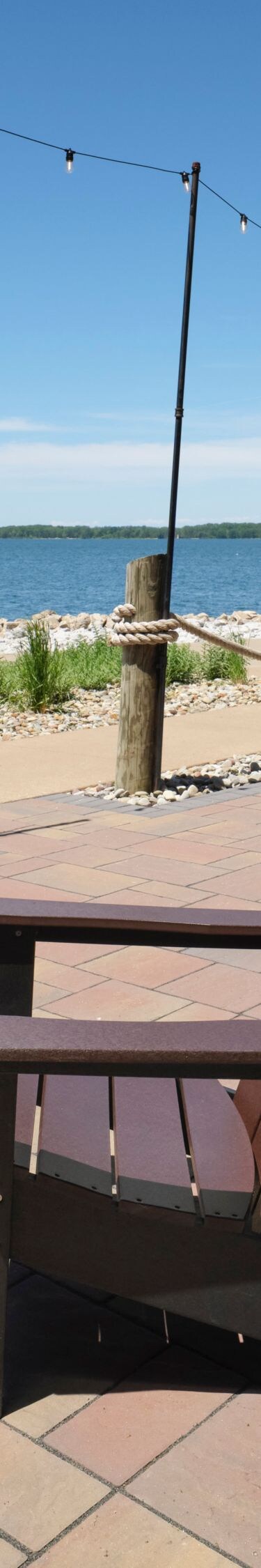 Fire pit seating area by the bay