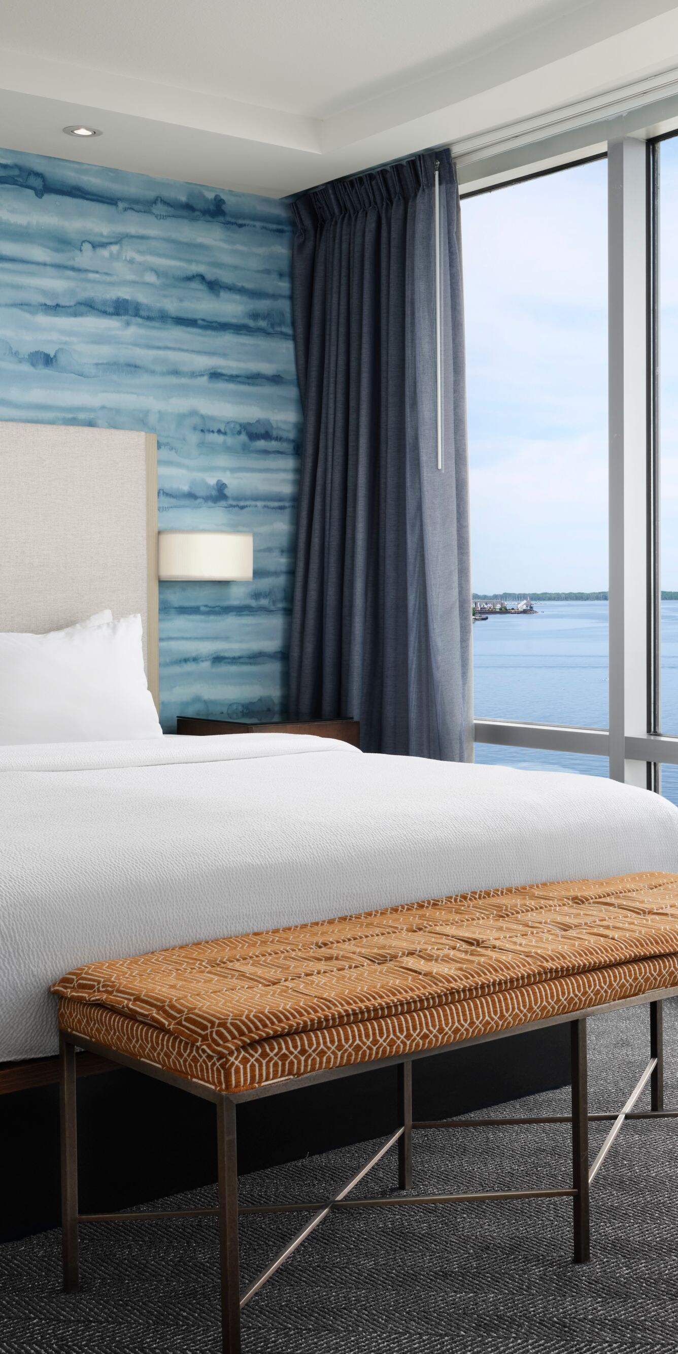 King suite bedroom with bay view