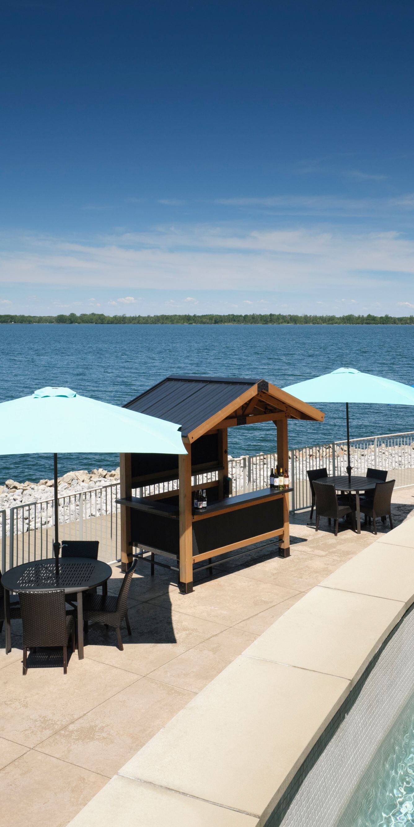 Poolside bar overlooking the bay