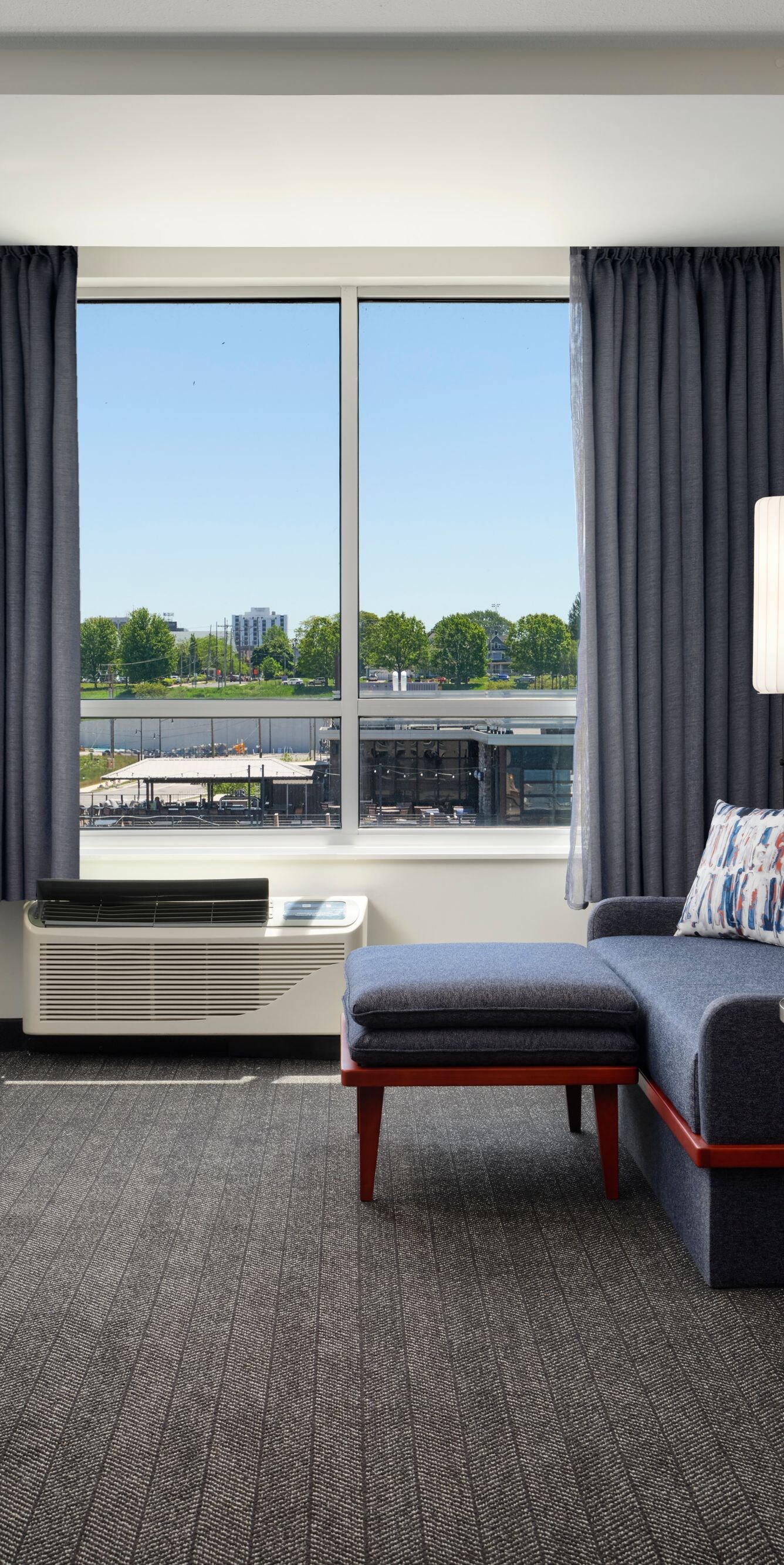 Suite living area with city view