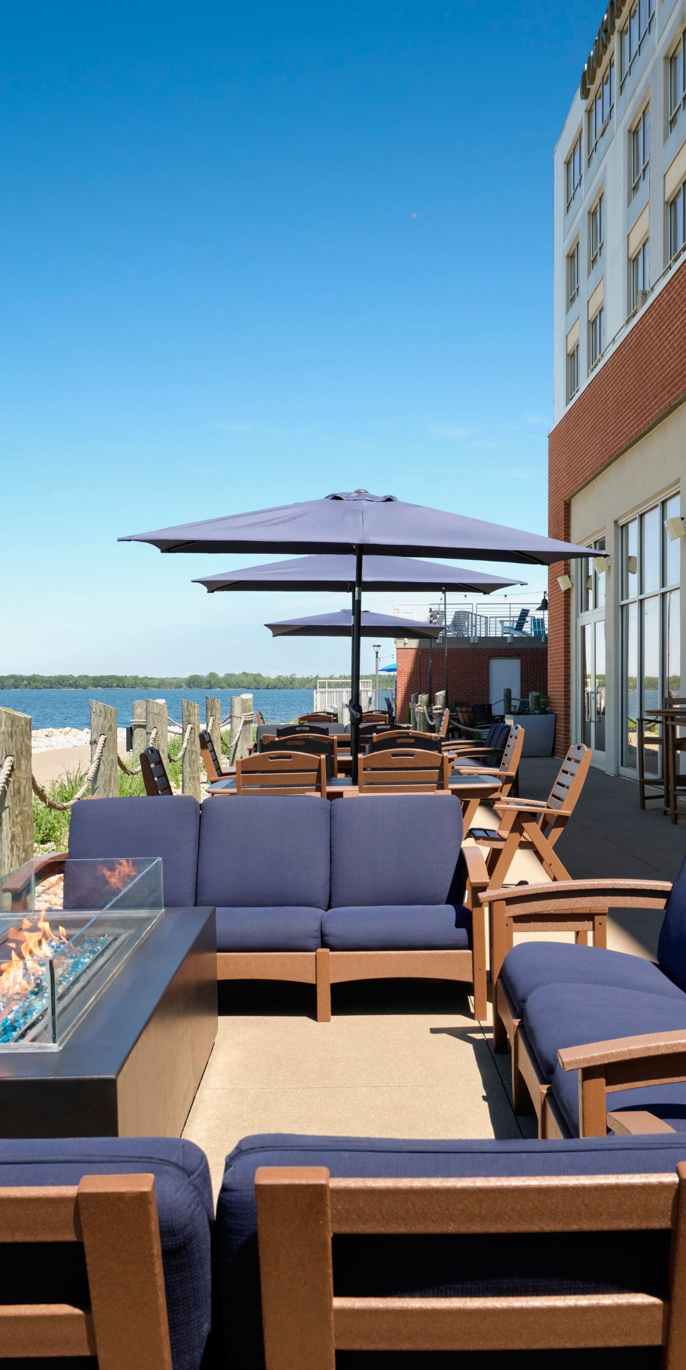 Restaurant patio overlooking the bay