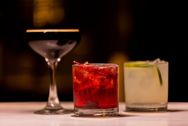 Three craft cocktails in the Bistro Bar
