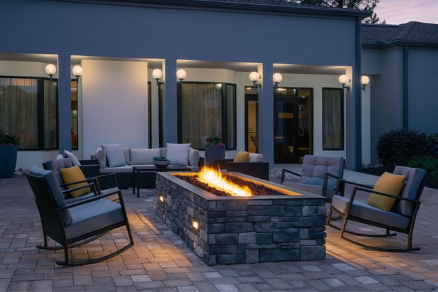 outdoor firepit with seating area