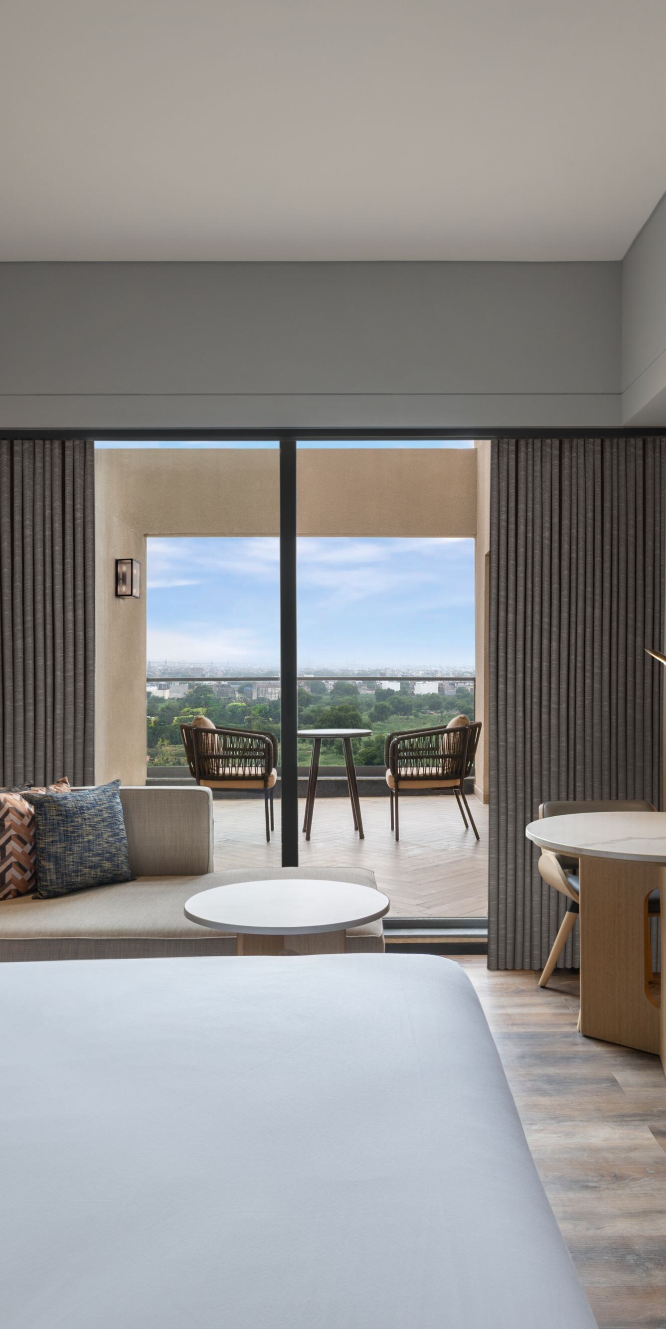 Guest room with a king bed and terrace