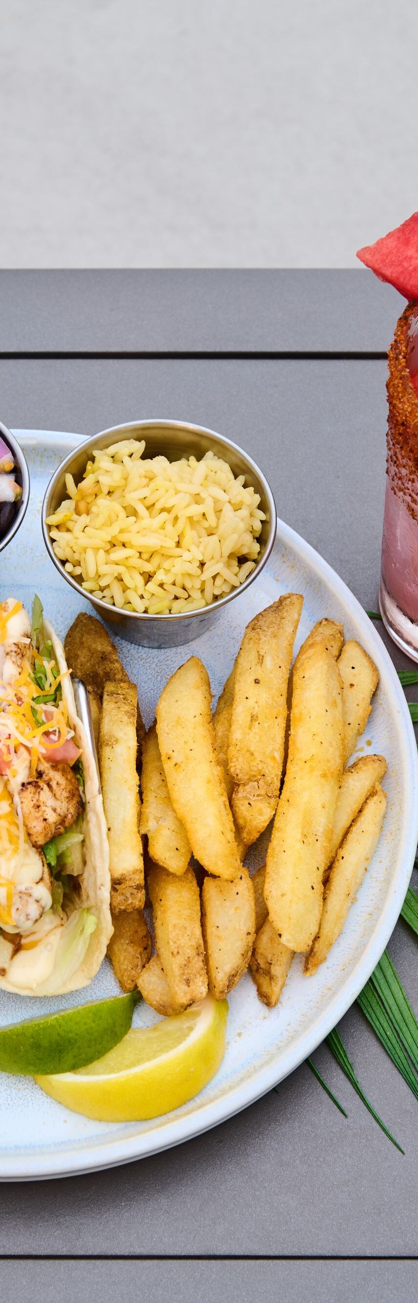 chicken tacos and drink