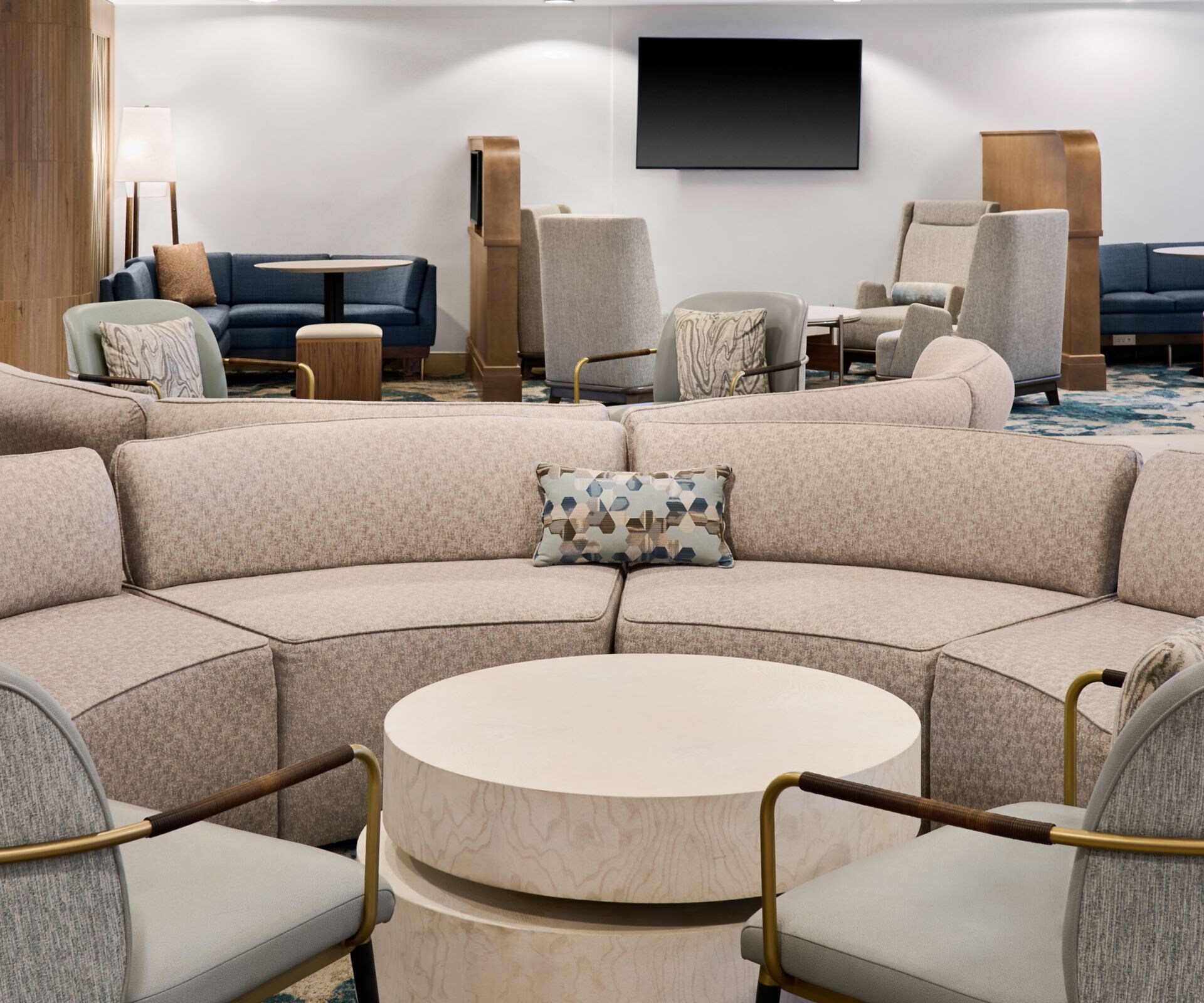 lobby view with seating area and tv