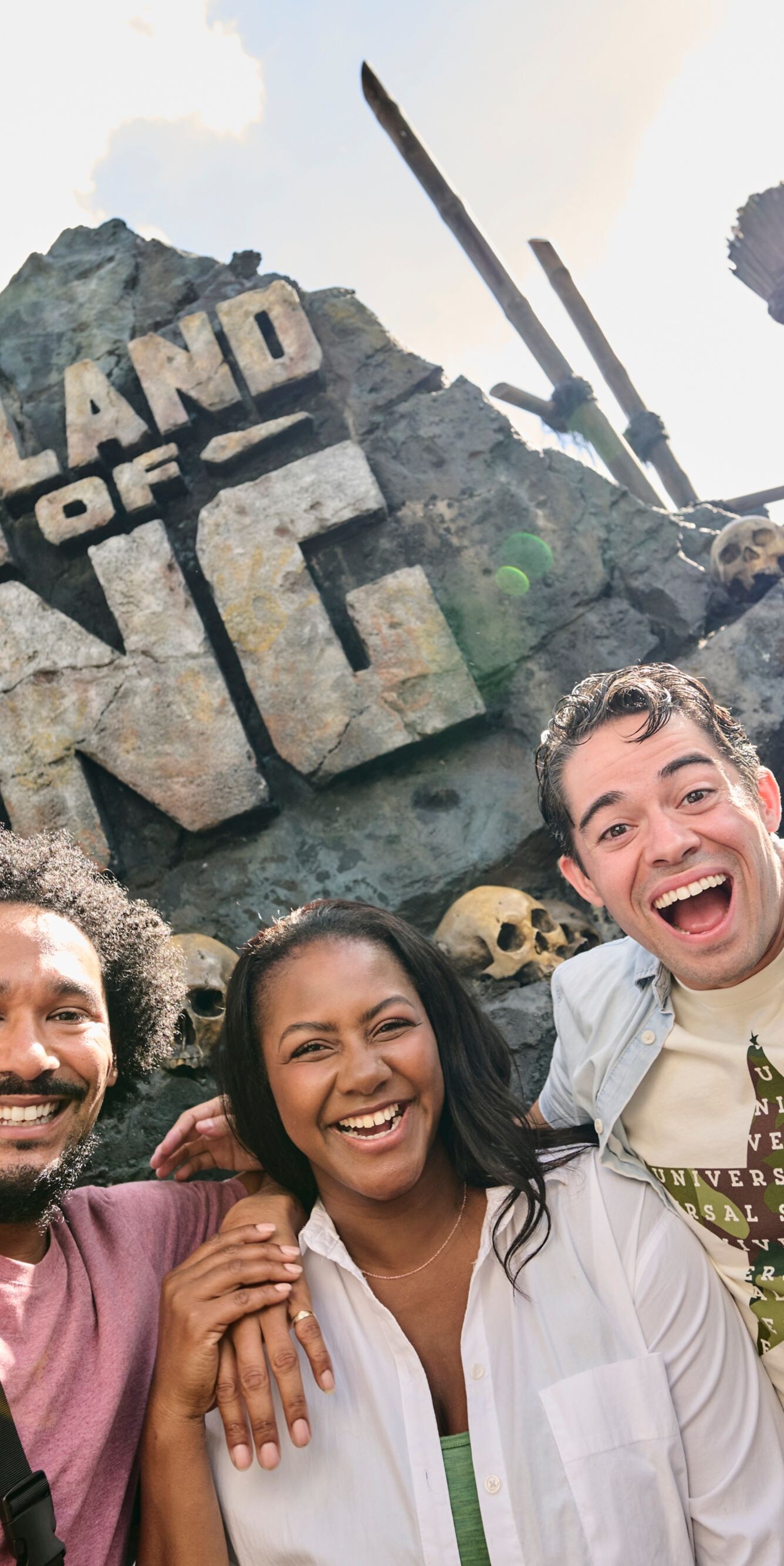 Group of friends at theme park attraction