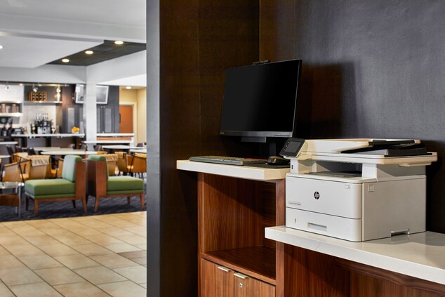 PC Desktop and printer in lobby