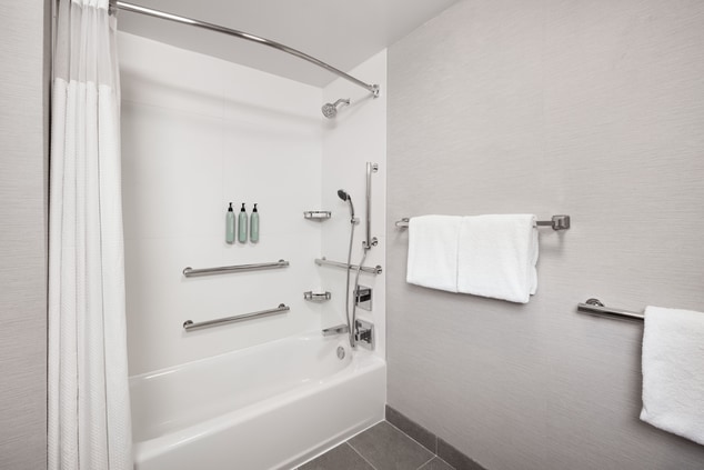 Accessible bath tub with adjustable showerhead