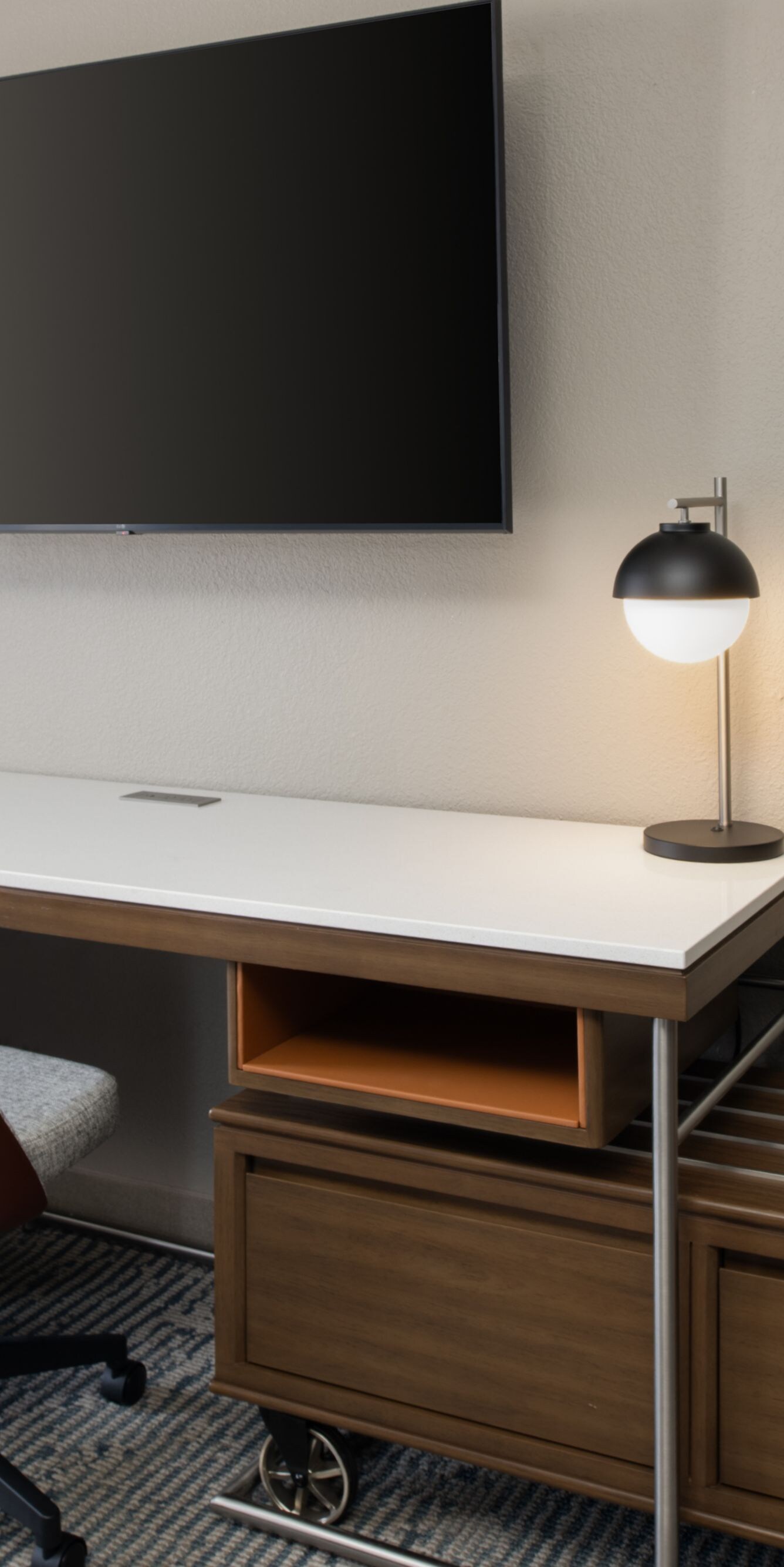 Guest Room - Work Desk, TV, Chair and lamp