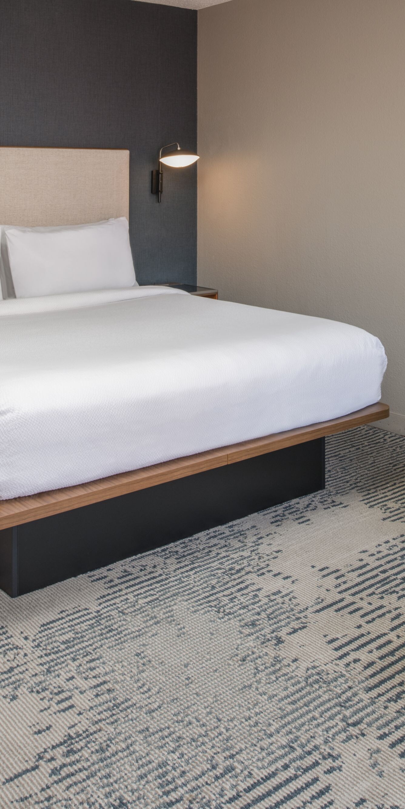 1 king bed, sofa, and ottoman