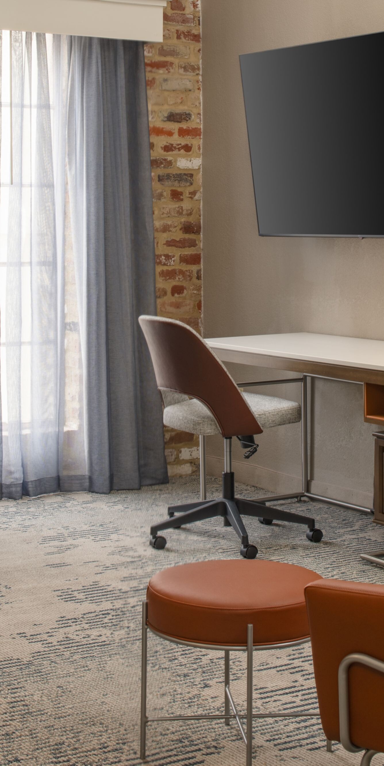 armchair, sofa, lounger, desk, chair, and tv